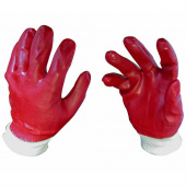 Перчатки хлопчатобумажные с ПВХ полным покрытием Гранат, маслобензостойкие, тканевая манжета (резинка)